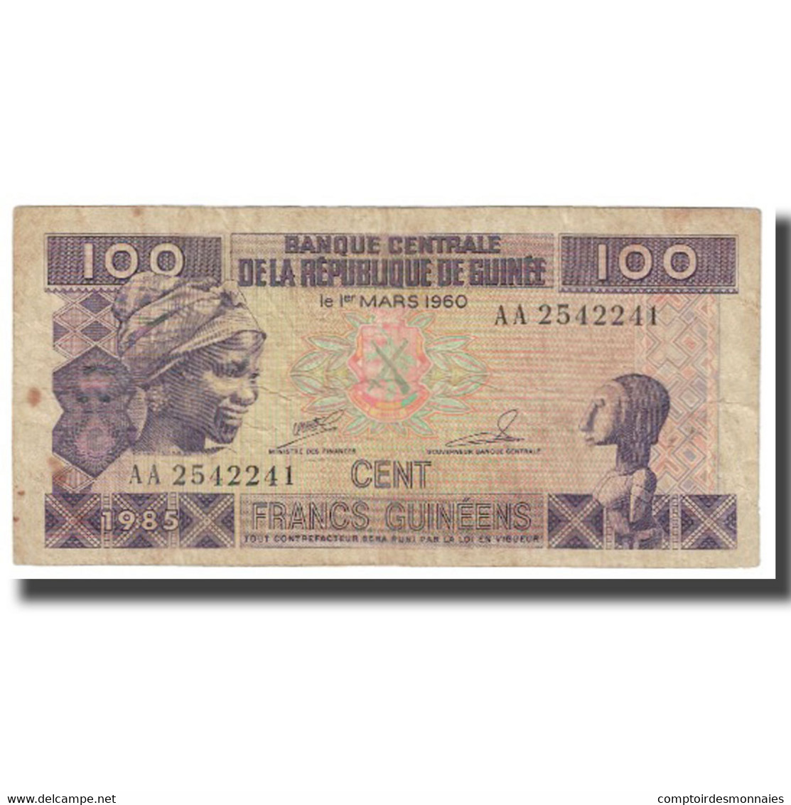 Billet, Guinea, 100 Francs, 1960, 1960-03-01, KM:30a, TB - Guinée