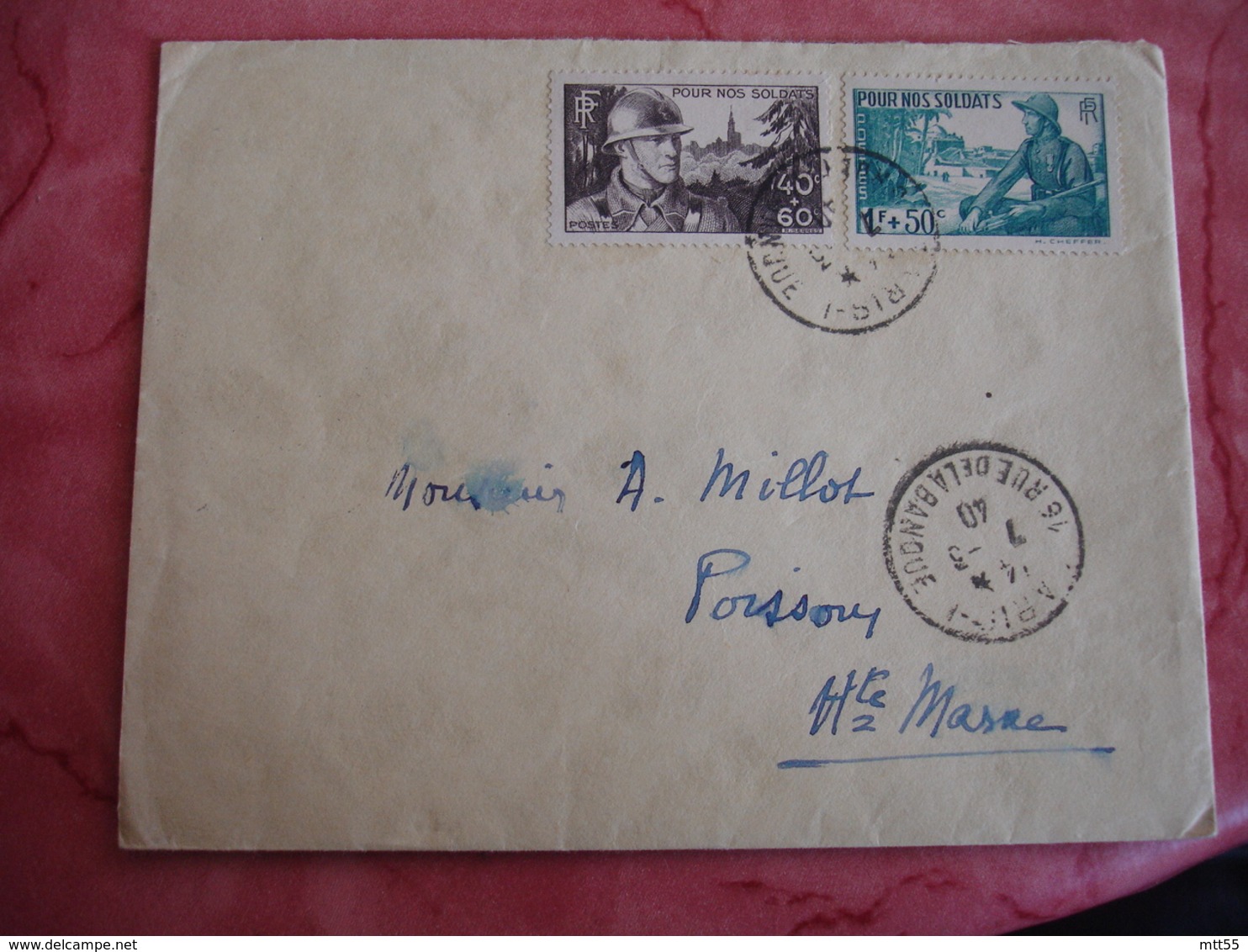 Lettre Pour Poissons 52  Timbre 1 F Plus 50 C Et 40 Et 60 C Pour Nos Soldats - 1921-1960: Période Moderne