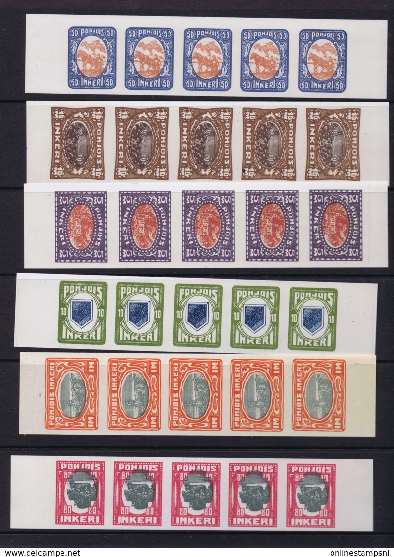 Finland Ingrie Pohjois Non Perforated  In Strips Of 5 Not Used (*) SG Possible Proofs - Ongebruikt