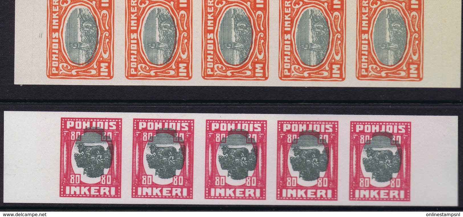 Finland Ingrie Pohjois Non Perforated  In Strips Of 5 Not Used (*) SG Possible Proofs - Ungebraucht