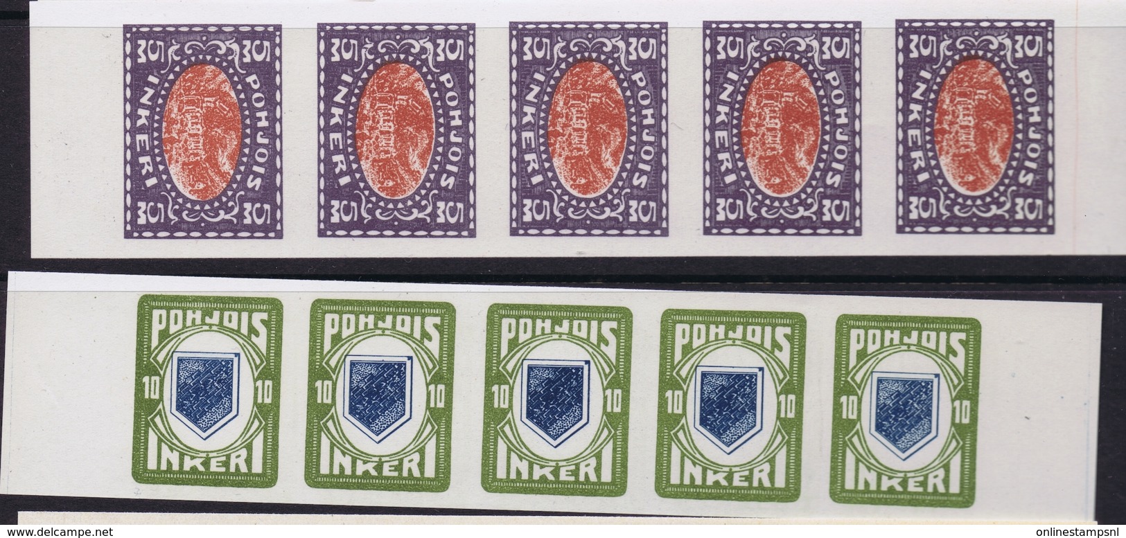 Finland Ingrie Pohjois Non Perforated  In Strips Of 5 Not Used (*) SG Possible Proofs - Ungebraucht