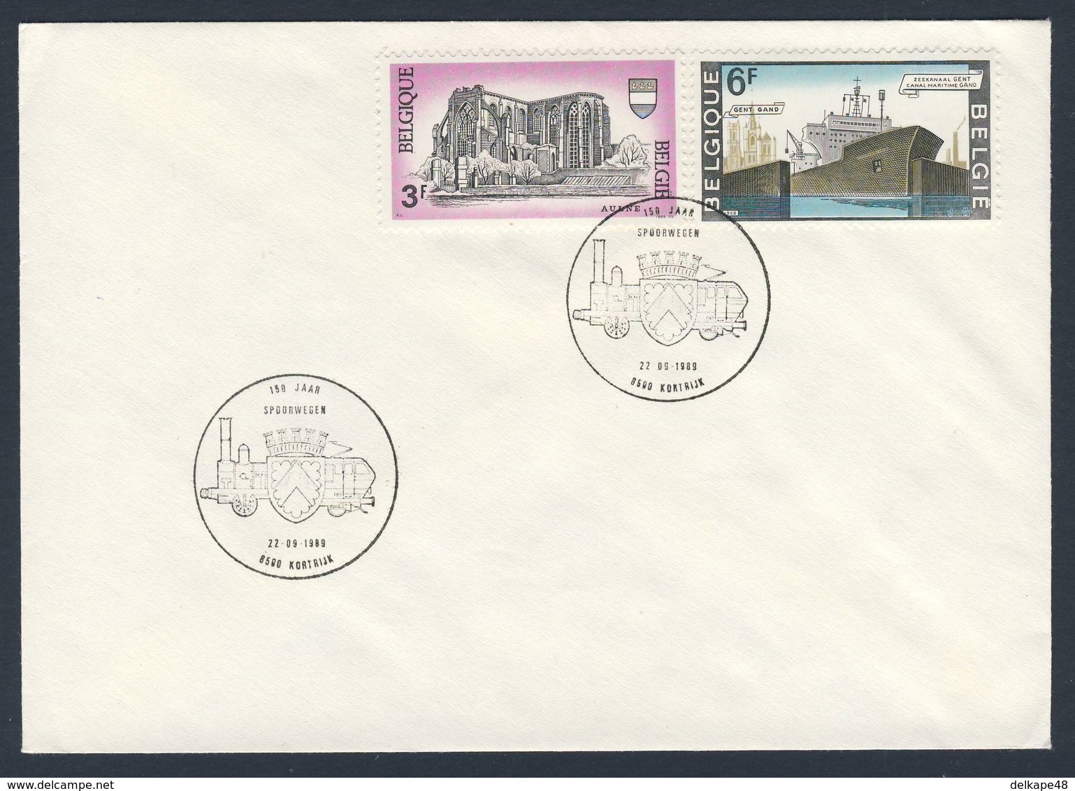 Belgie Belgique Belgium 1989 Cover Brief Enveloppe - 150 Jaar Spoorwegen, Kortrijk / Chemin De Fer / Eisenbahn - Treinen