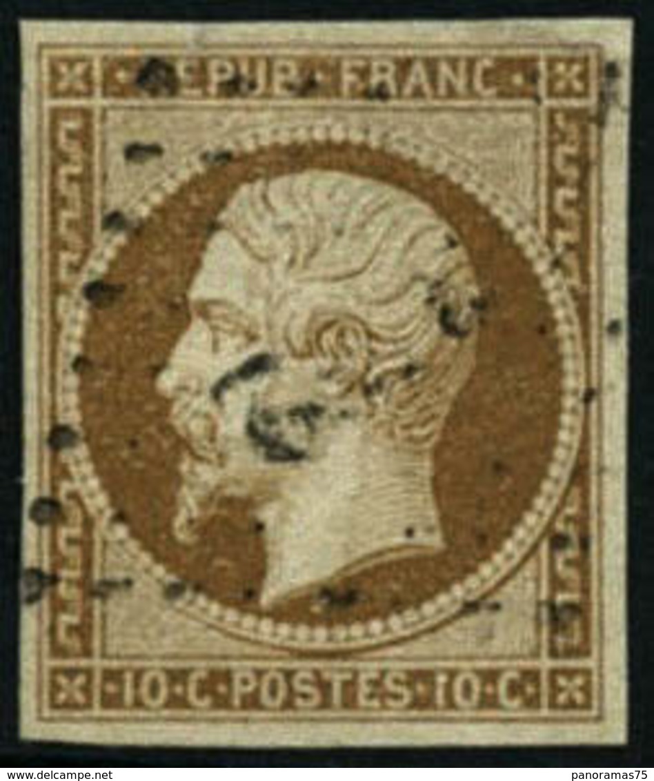 Oblit. N°9 10c Bistre, Infime Pelurage - B - 1852 Louis-Napoléon