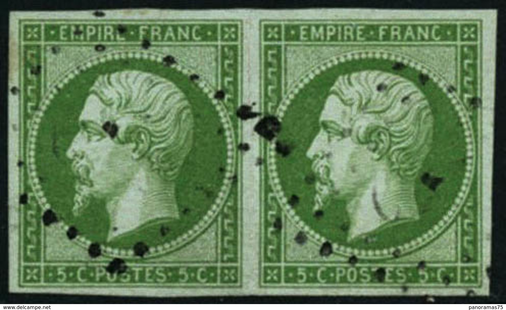 Oblit. N°12 5c Vert, Paire - TB - 1853-1860 Napoléon III.