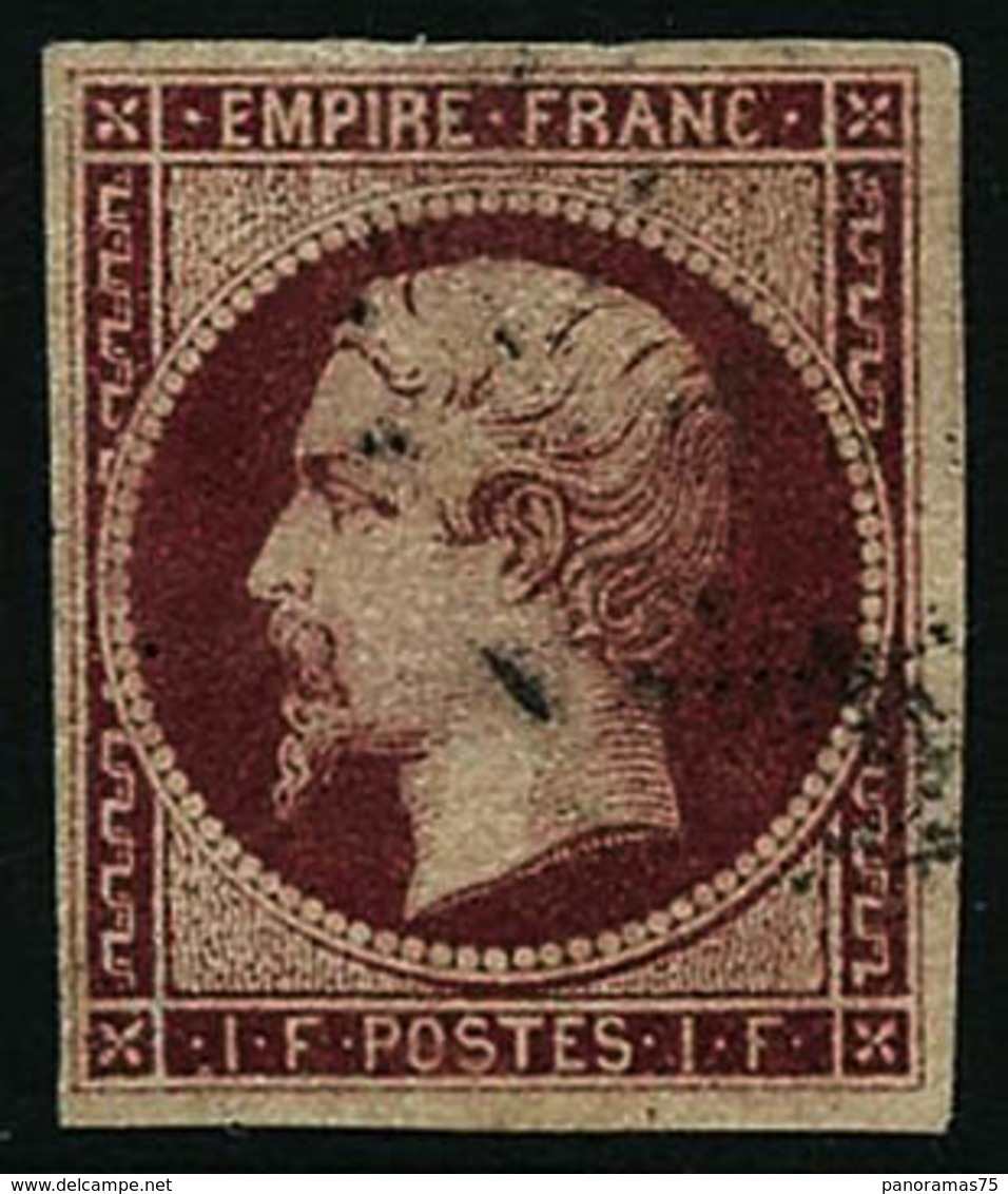 Oblit. N°18 1F Carmin, Signé Brun - TB - 1853-1860 Napoléon III