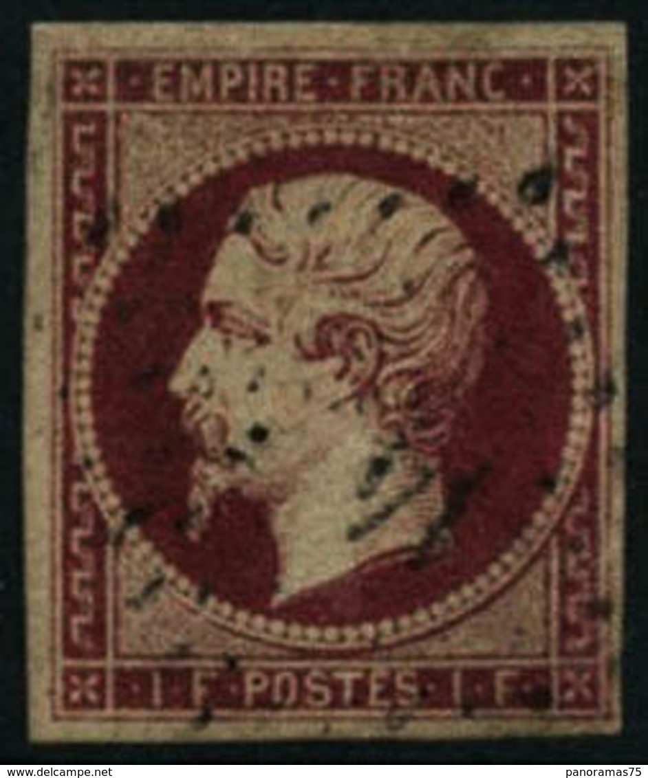 Oblit. N°18 1F Carmin, Infime Pelurage - B - 1853-1860 Napoléon III