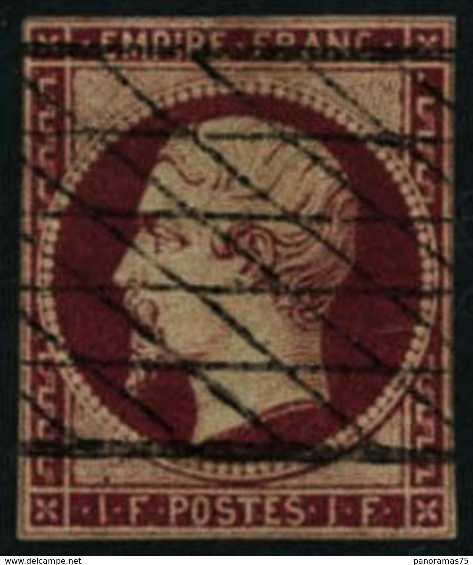 Oblit. N°18a 1F Carmin Foncé, Beau 2ème Choix - TB - 1853-1860 Napoleone III
