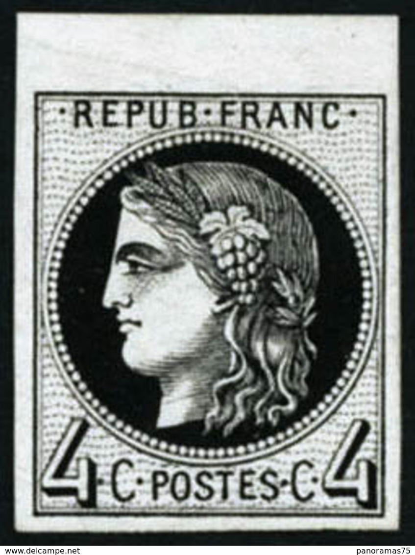 N°41 4c Bordeaux, R1 Essai En Noir (cote Cérès 2008) - TB - 1870 Bordeaux Printing