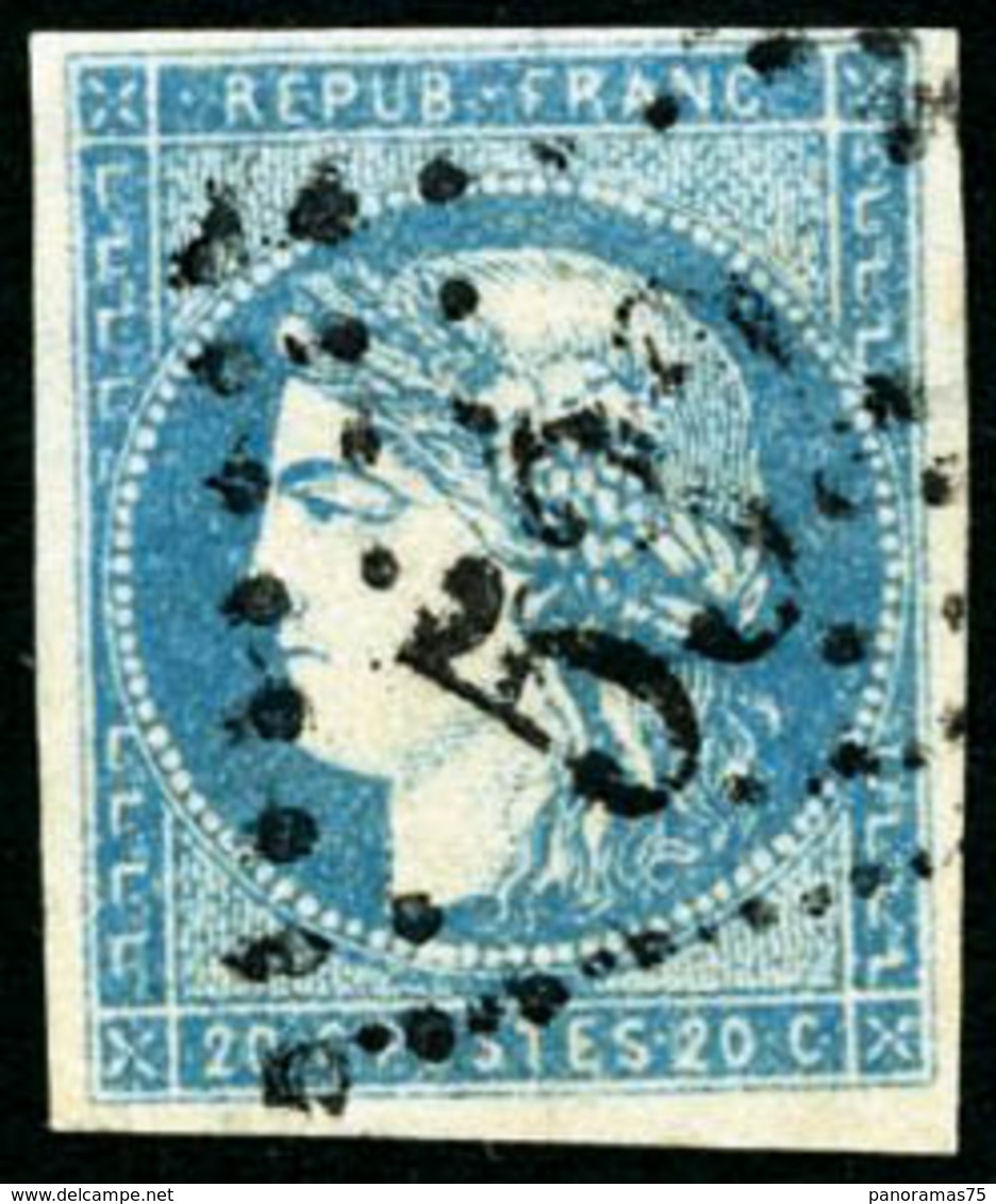 Oblit. N°44A 20c Bleu R1, Type I, Signé Brun - TB - 1870 Emission De Bordeaux