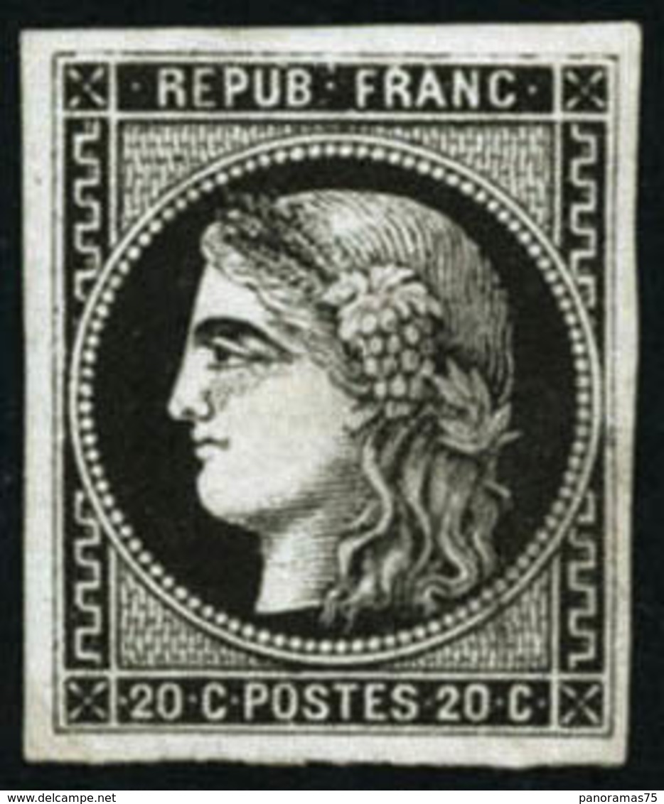 N°46 20c Bordeaux, Type III Essai En Noir - TB - 1870 Ausgabe Bordeaux