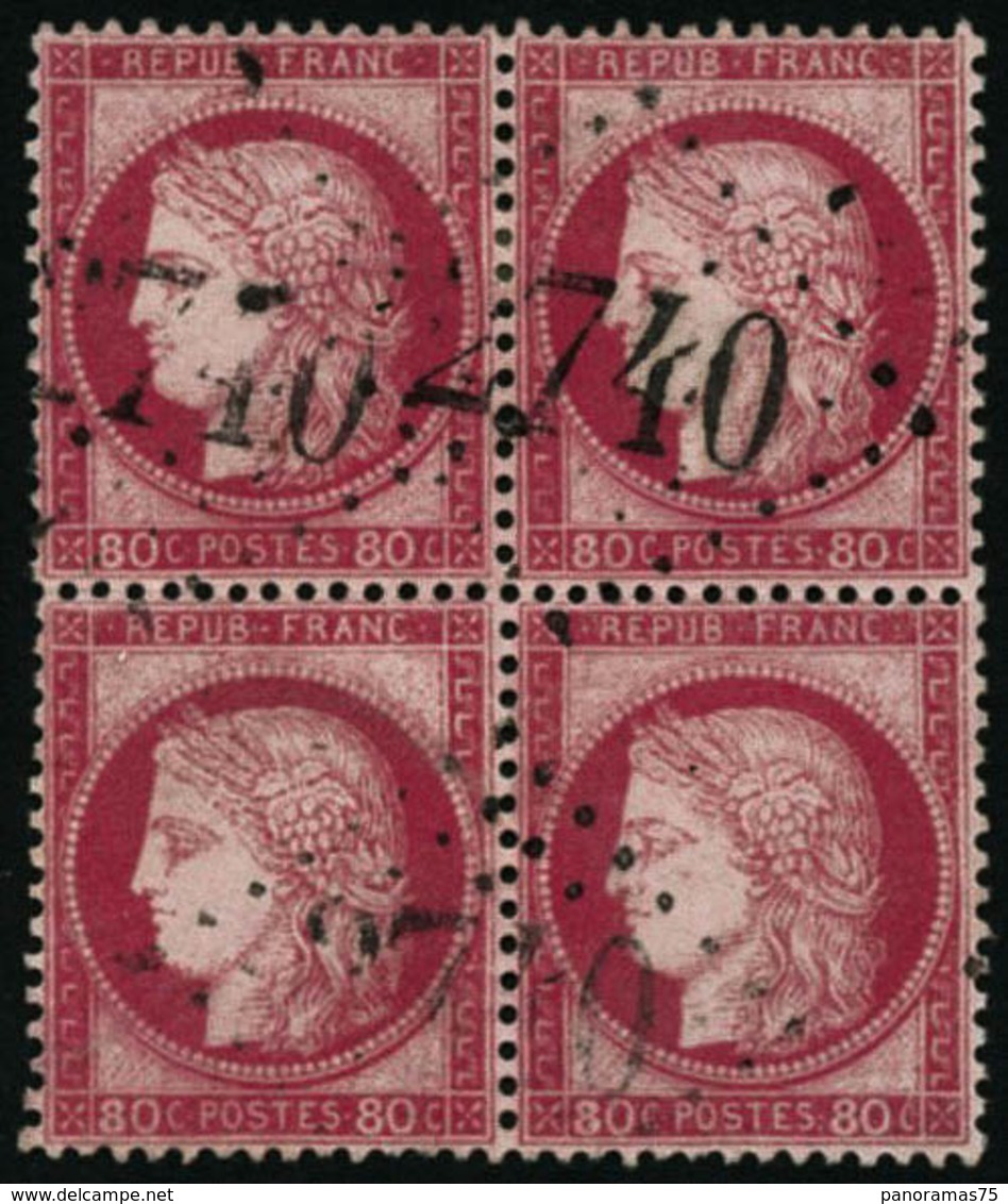 Oblit. N°57 80c Rose, Bloc De 4 - TB - 1871-1875 Cérès