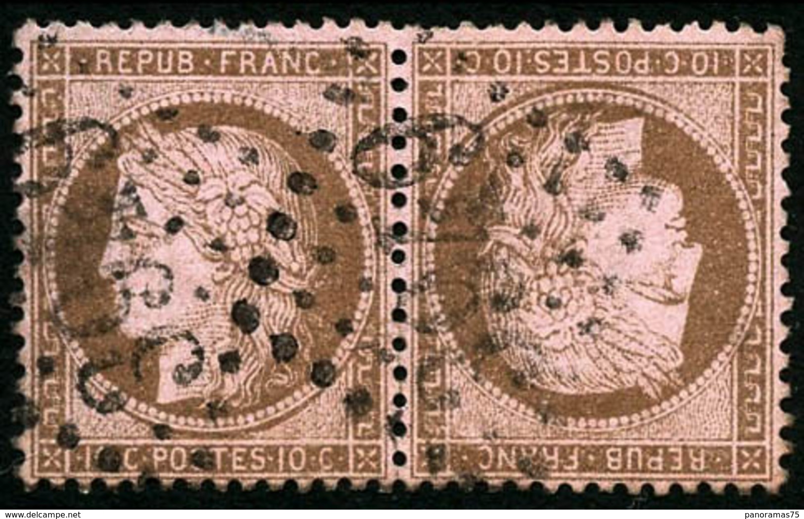 Oblit. N°58c 10c Brun S/rose - Paire Tête Bèche - TB - 1871-1875 Ceres