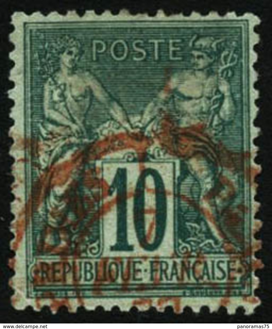Oblit. N°76 10c Vert, Obl Rouge - TB - 1876-1898 Sage (Tipo II)