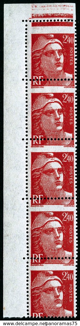 ** N°714 2F40 Rouge, Bande De 5 Verticale Spectaculaire Piquage à Cheval - TB - Altri & Non Classificati