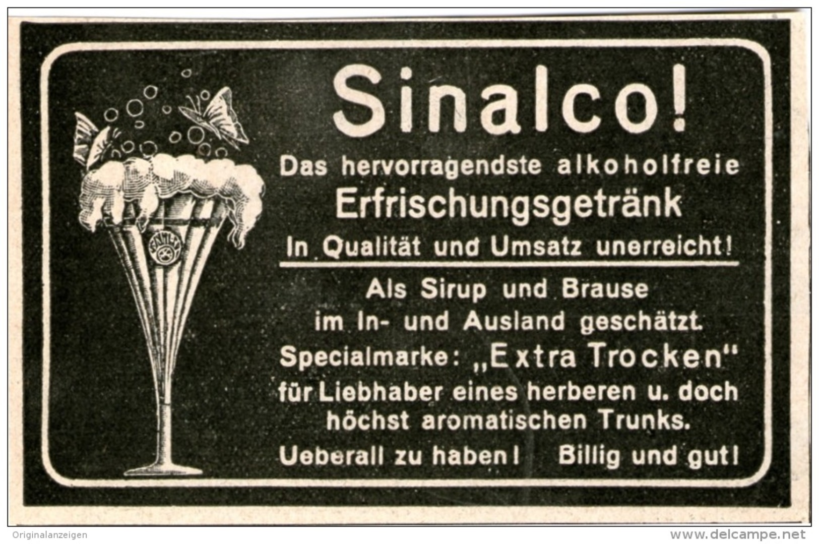 Original-Werbung/Inserat/ Anzeige 1912 - SINALCO - Ca. 90 X 60 Mm - Werbung