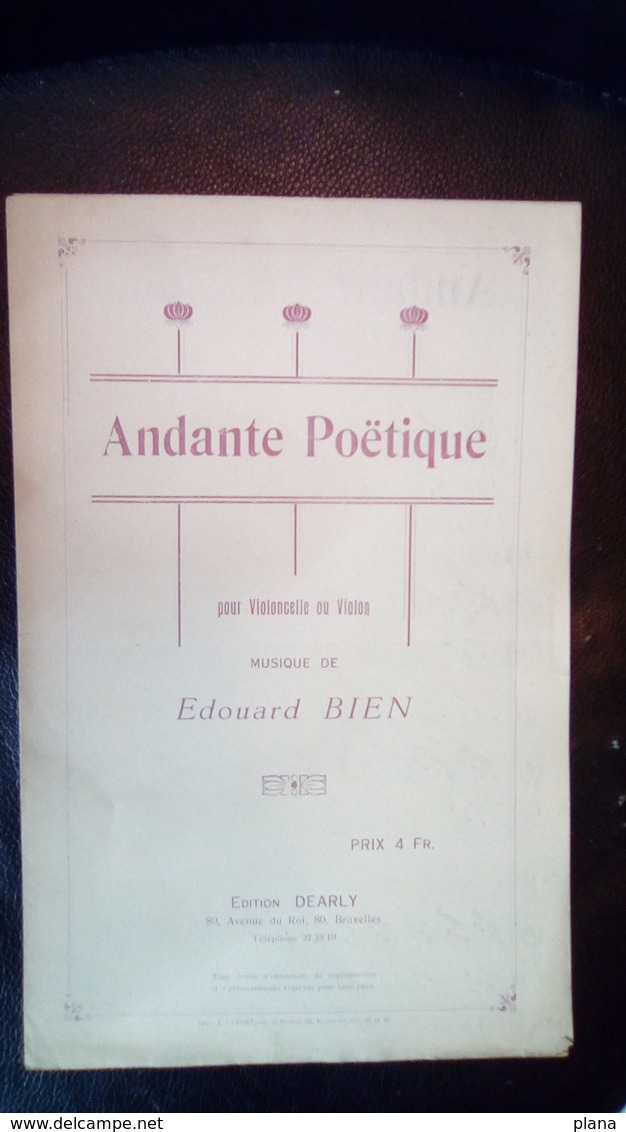 Partition Andante Poétique Pour Violoncelle Ou Violon Édouard Bien - Partituren