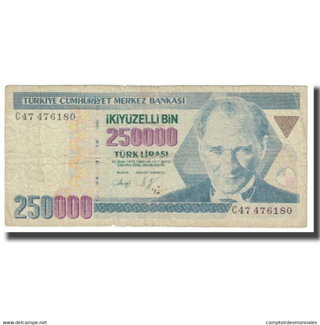 Billet, Turquie, 250,000 Lira, 1970, 1970-10-14, KM:211, B - Turkije