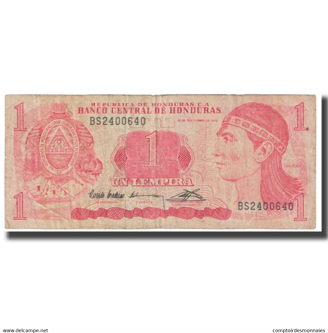 Billet, Honduras, 1 Lempira, 1992, 1992-09-10, KM:71, TB - Honduras