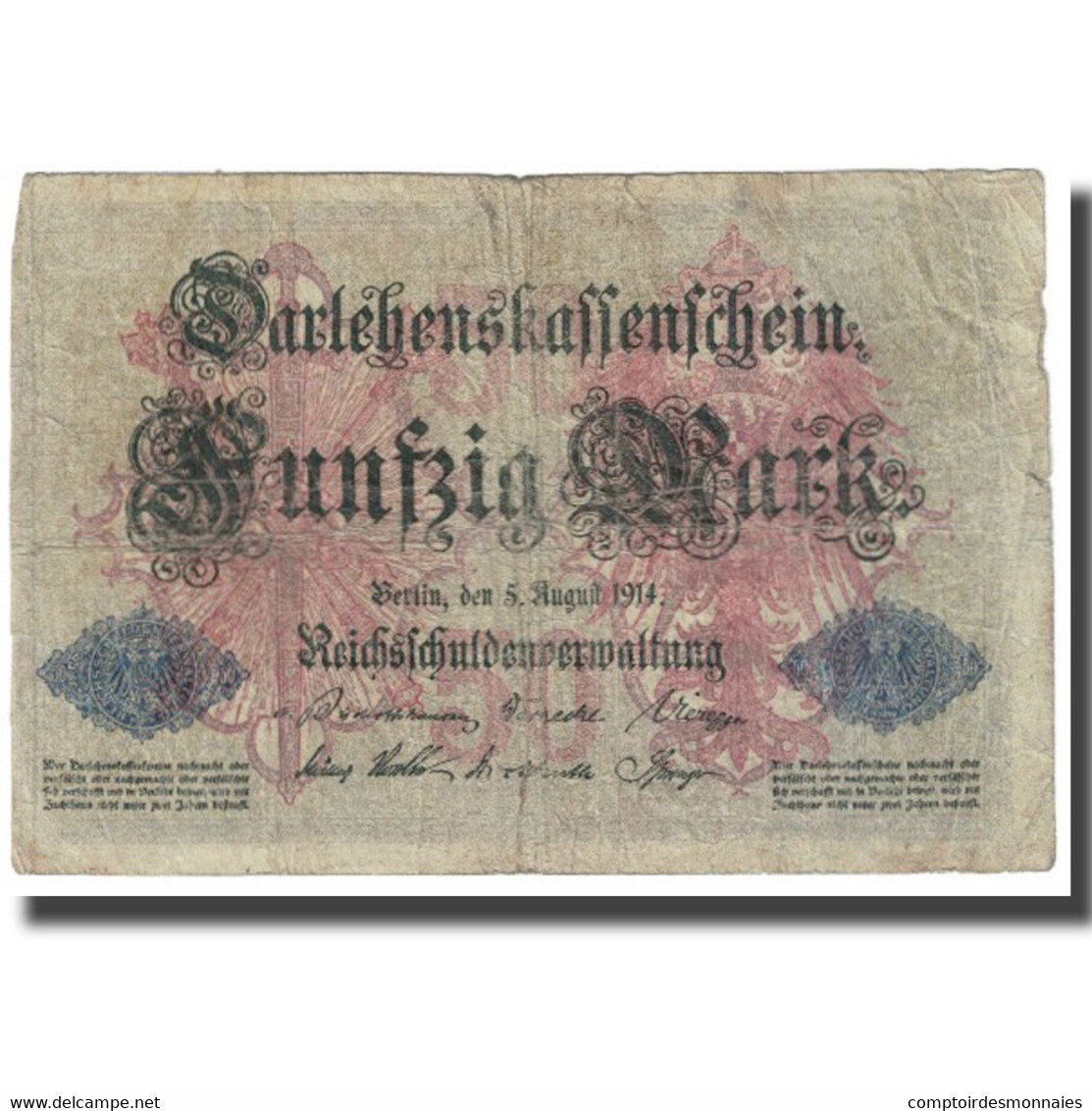 Billet, Allemagne, 50 Mark, 1914, 1914-08-05, KM:49a, B - 50 Mark