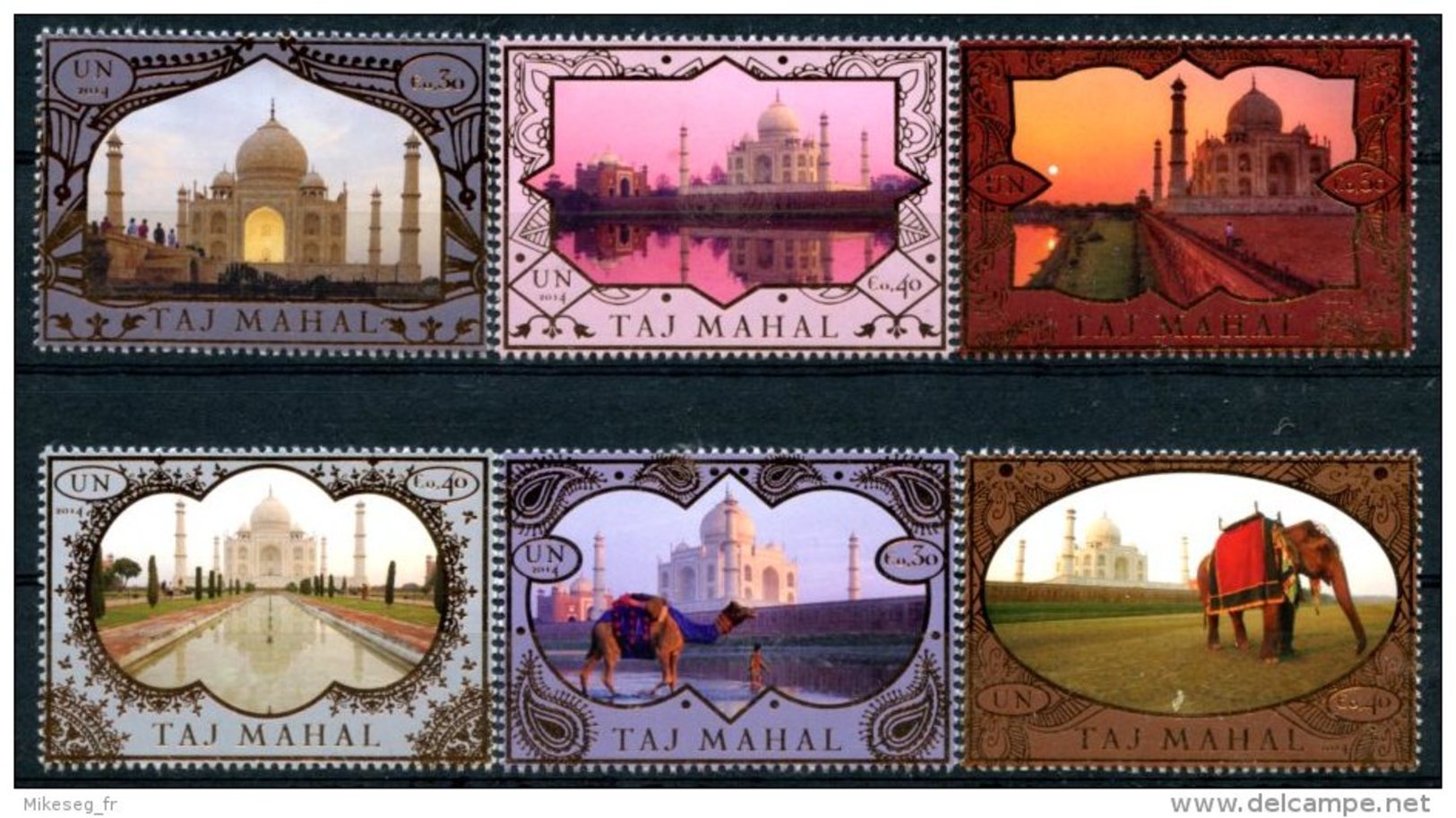 ONU Vienne 2014 - UInesco Patrimoine Mondial Inde Taj Mahal - 6 Timbres Détachés De Carnet De Prestige ** - Neufs