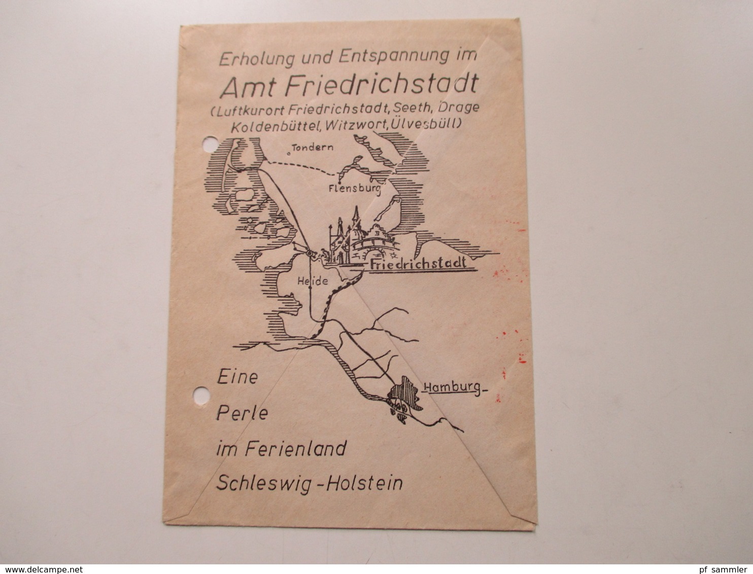 Friedrichstadt Eider Posten 2 Freistempel Belege / 1x Nachporto / 2 Karten / Aufkleber und 2 Notgeldscheine von 1921