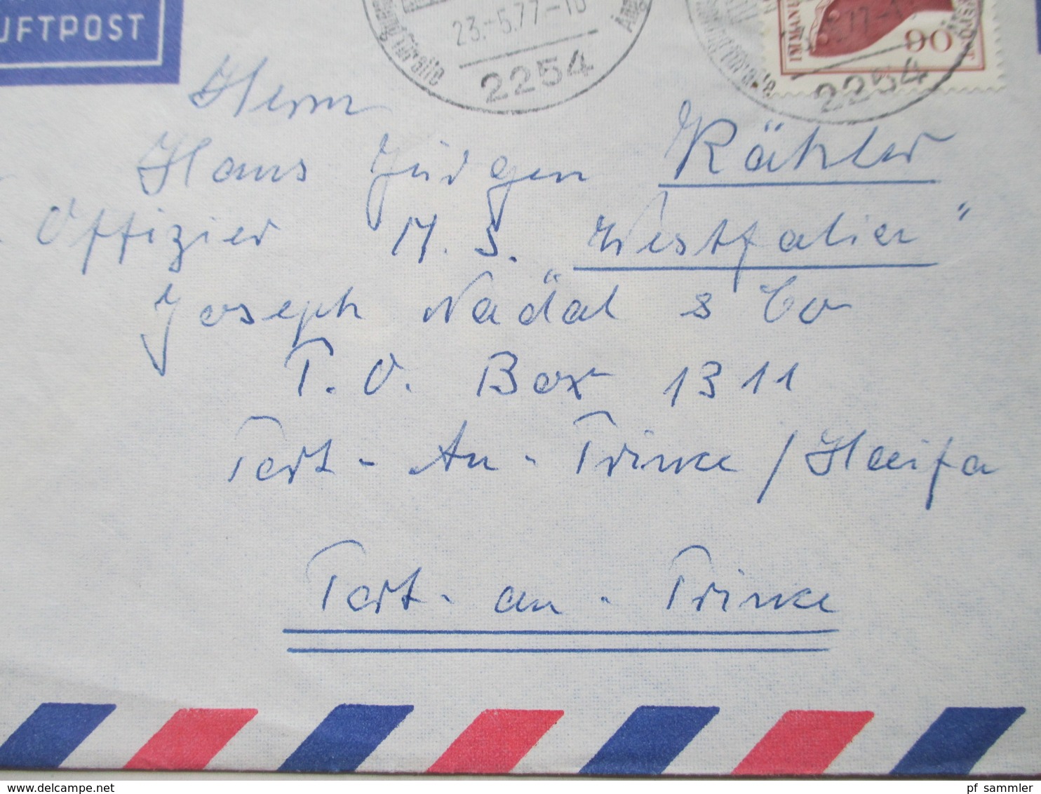 BRD 1977 Schiffspost Mit Inhalt An Den I. Offizier Der MS Westfalia Nach Port-au-Prince Haifa - Briefe U. Dokumente