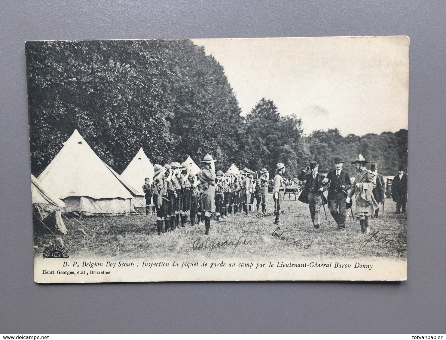 Belgium Boy Scouts: Inspection Du Piquet De Garde Au Camp Par Le Lieutenant-général Baron Donny - Scoutisme - 1914 - Padvinderij