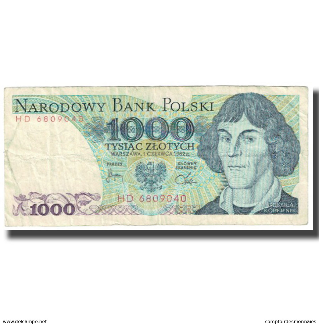 Billet, Pologne, 1000 Zlotych, 1982, 1982-06-01, KM:146b, TTB - Pologne