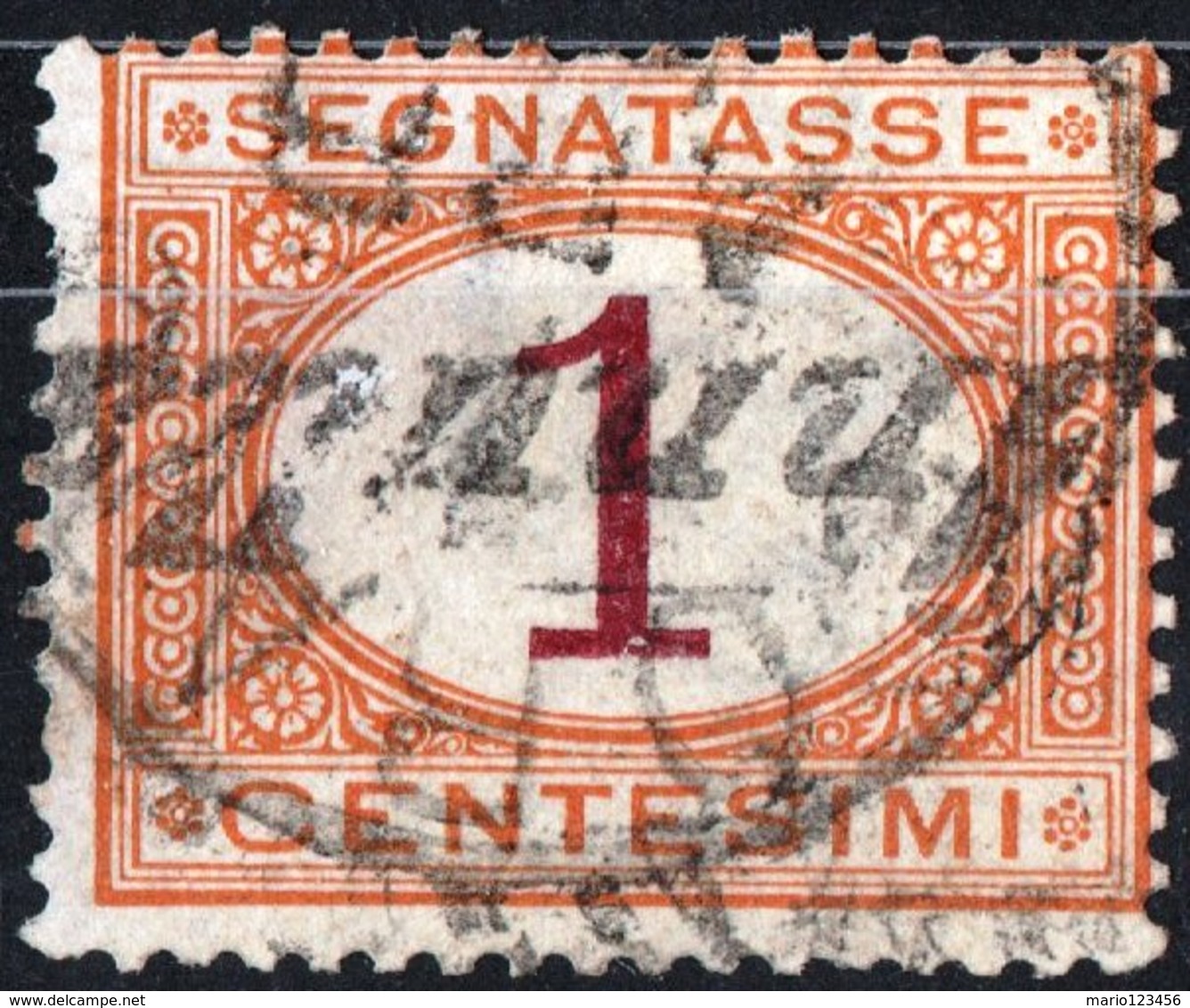 ITALIA, ITALY, REGNO, SEGNATASSE, 1870, 1 C., FRANCOBOLLO USATO Sass. S3, Mi. P3,  Scott J3,  YT  T3 - Postage Due