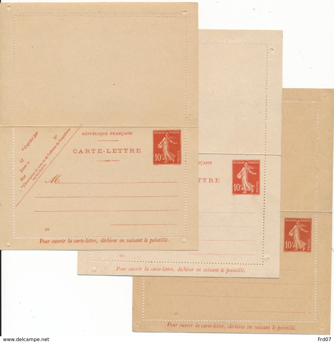 3 CL Semeuse Fond Plain - 025, 413, 810 - Cartes-lettres