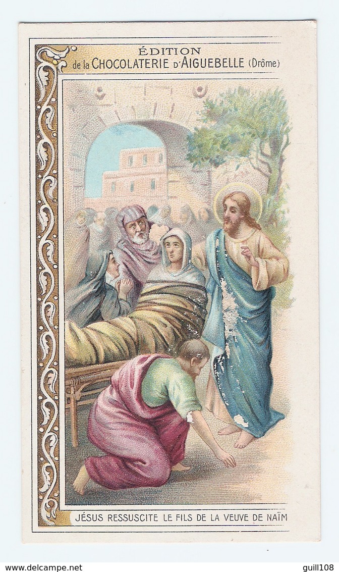 Jolie Chromo Chocolat Aiguebelle Jésus Ressuscite Fils Veuve Naïm Christ Prayer Holy Card A5-50 - Aiguebelle