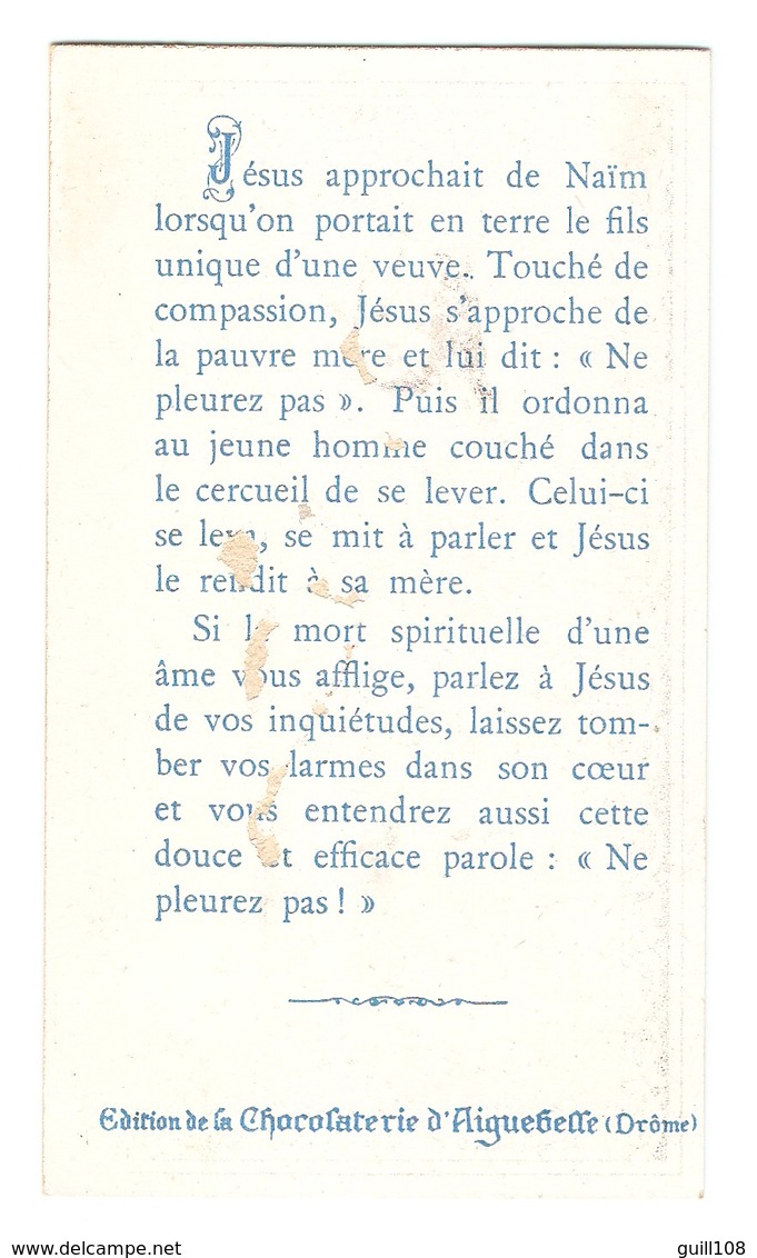 Jolie Chromo Chocolat Aiguebelle Jésus Ressuscite Fils Veuve Naïm Christ Prayer Holy Card A5-50 - Aiguebelle