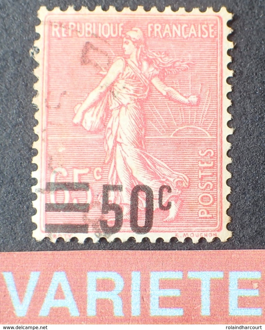 R1934/62 - 1926 - TYPE SEMEUSE LIGNEE - N°224 ☉ TRES BON CENTRAGE - VARIETE ➤➤➤ Surcharge Déplacée - Used Stamps