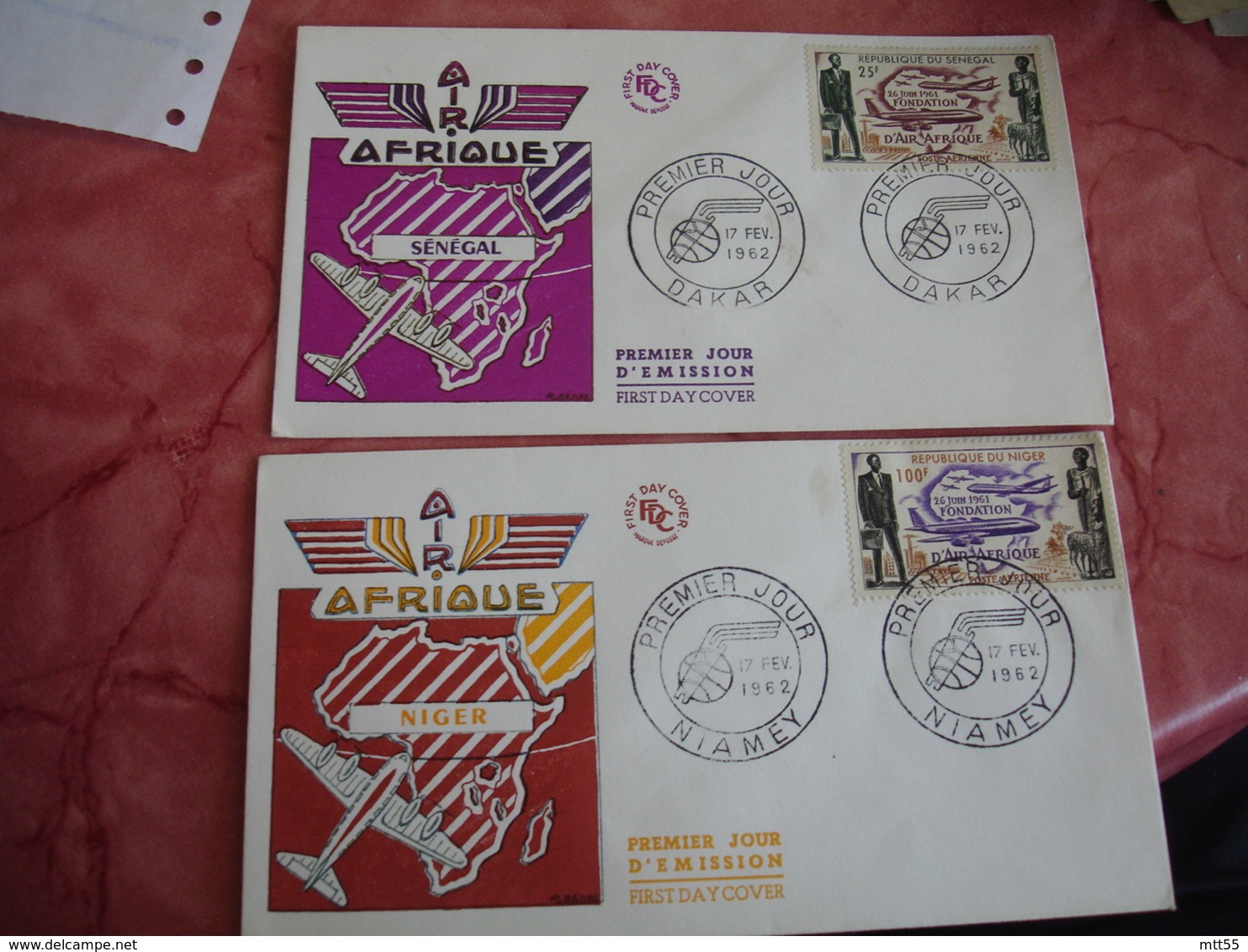 Afrique Lot De 6  Air Afrique Different Pays  Fdc Enveloppe 1 Er Jour - Autres - Afrique