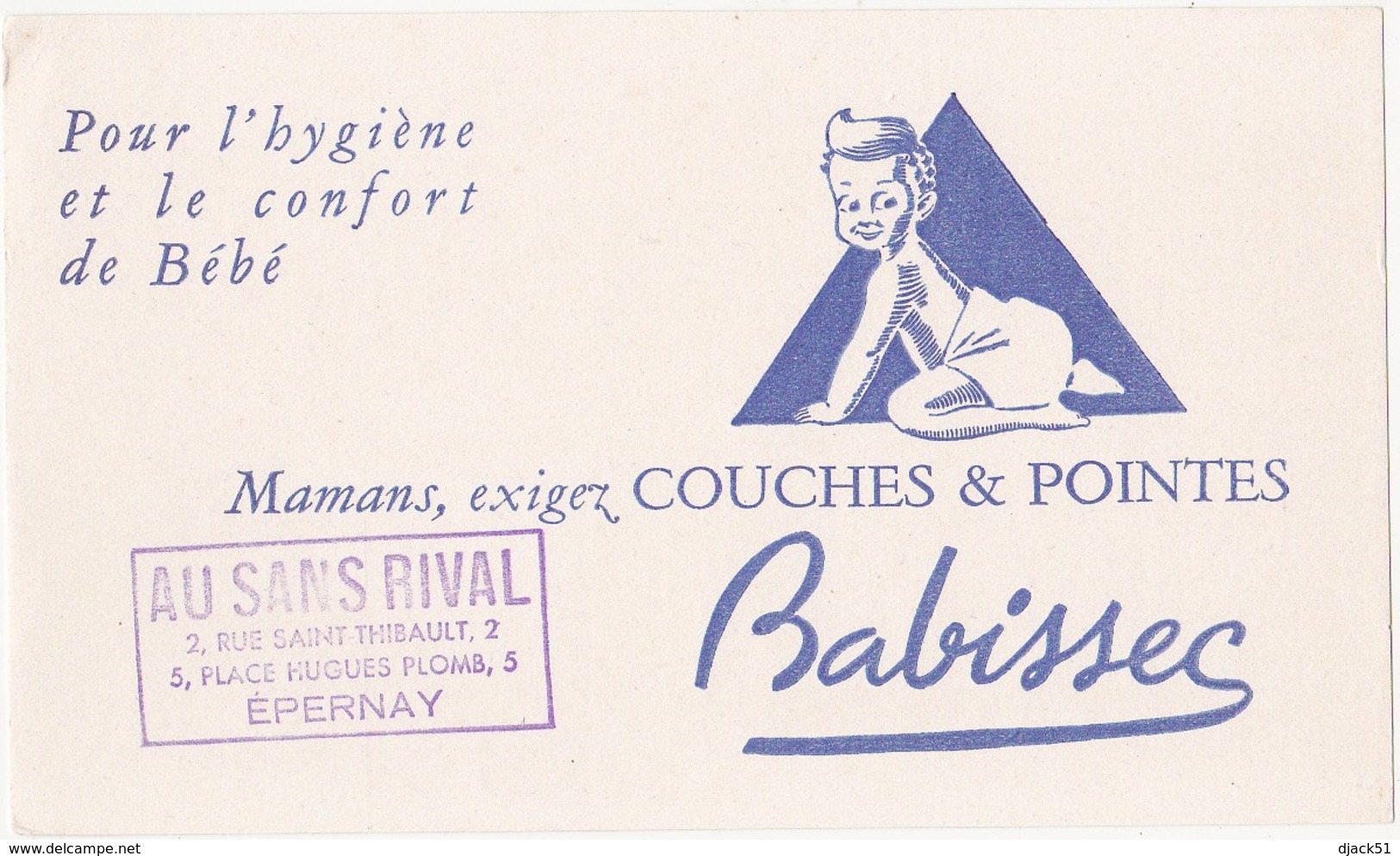 Buvard Babissec - Pour L'hygiène Et Le Confort De Bébé / Couches & Pointes / AU SANS RIVAL - EPERNAY - Enfants