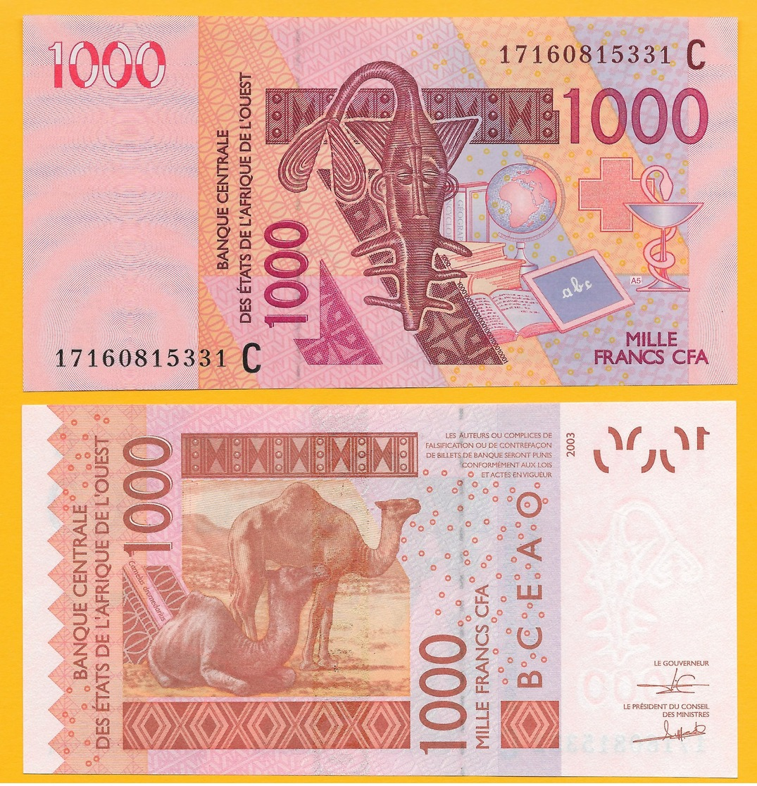 West African States 1000 Francs Burkina Faso (C ) P-315C 2017 UNC Banknote - West African States