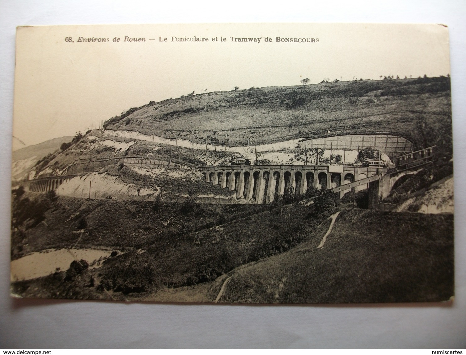 Carte Postale Environs De Rouen (76) Le Funiculaire Et Le Tramway De Bonsecours ( Petit Format Non Circulée ) - Bonsecours