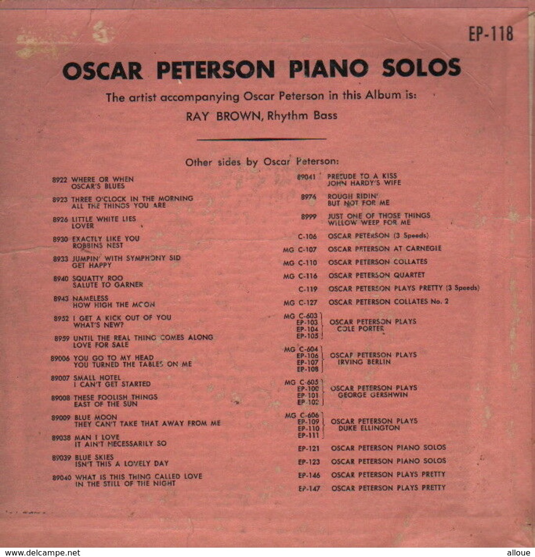 OSCAR PETERSON US EP - DEBUT + 3 - Jazz