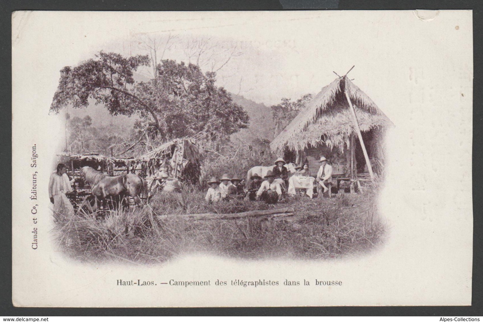 049 CARTE POSTALE INDOCHINE - LAOS - Campement Des Télégraphistes Dans La Brousse - Laos