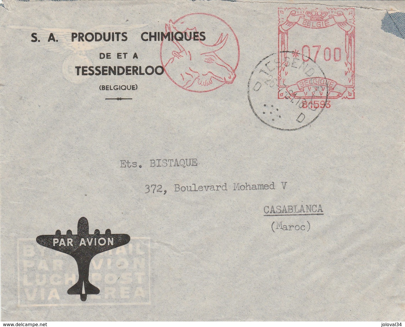 Belgique EMA Illustrée Animal Renne Lettre Entête Produits Chimiques De Et à TESSENDERLOO 1981 Pour Maroc - 1980-99