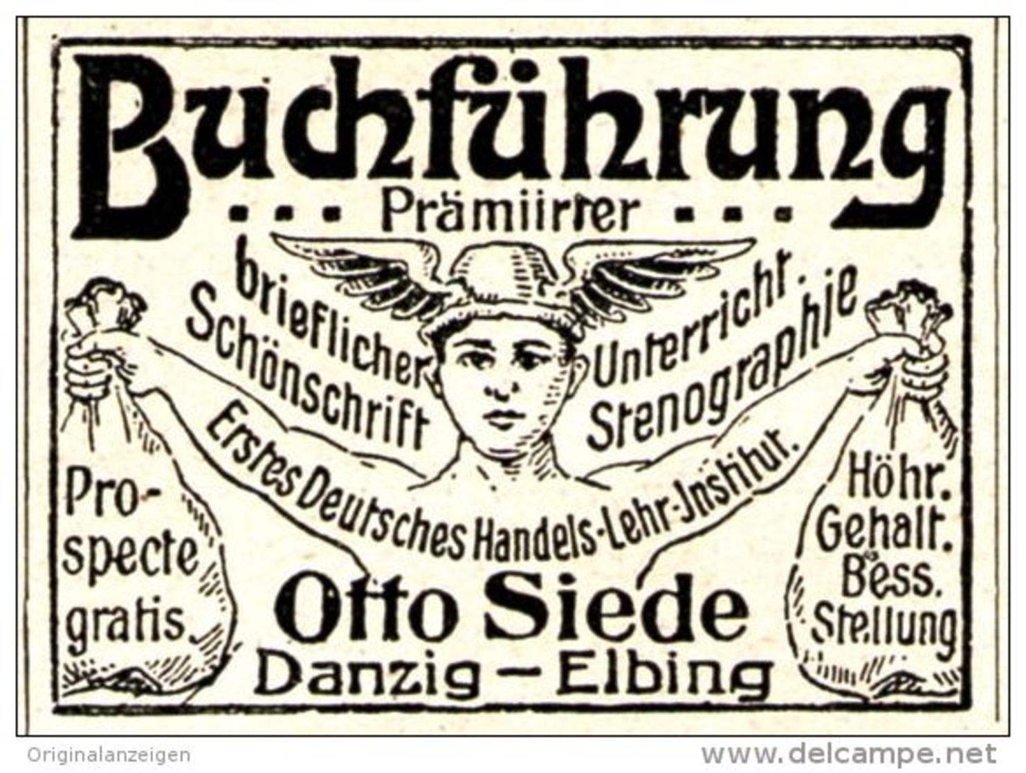 Original-Werbung// Anzeige 1911 - BUCHFÜHRUNG / OTTO SIEDE - DANZIG - ELBING - Ca. 45 X 30 Mm - Publicités