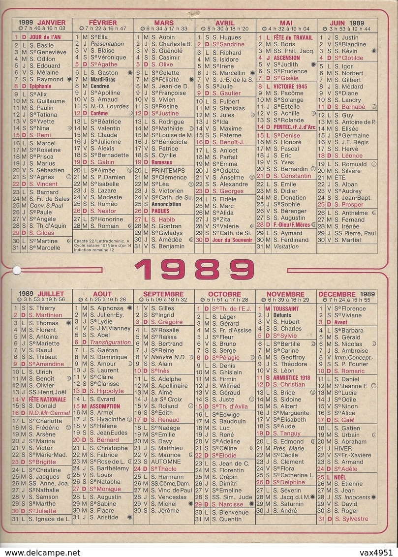 CALENDRIER  SERVICE DU NETTOIEMENT  DES EBOUEURS    ANNEE 1987  PAYSAGE    ****   A  SAISIR  *** - Big : 1981-90