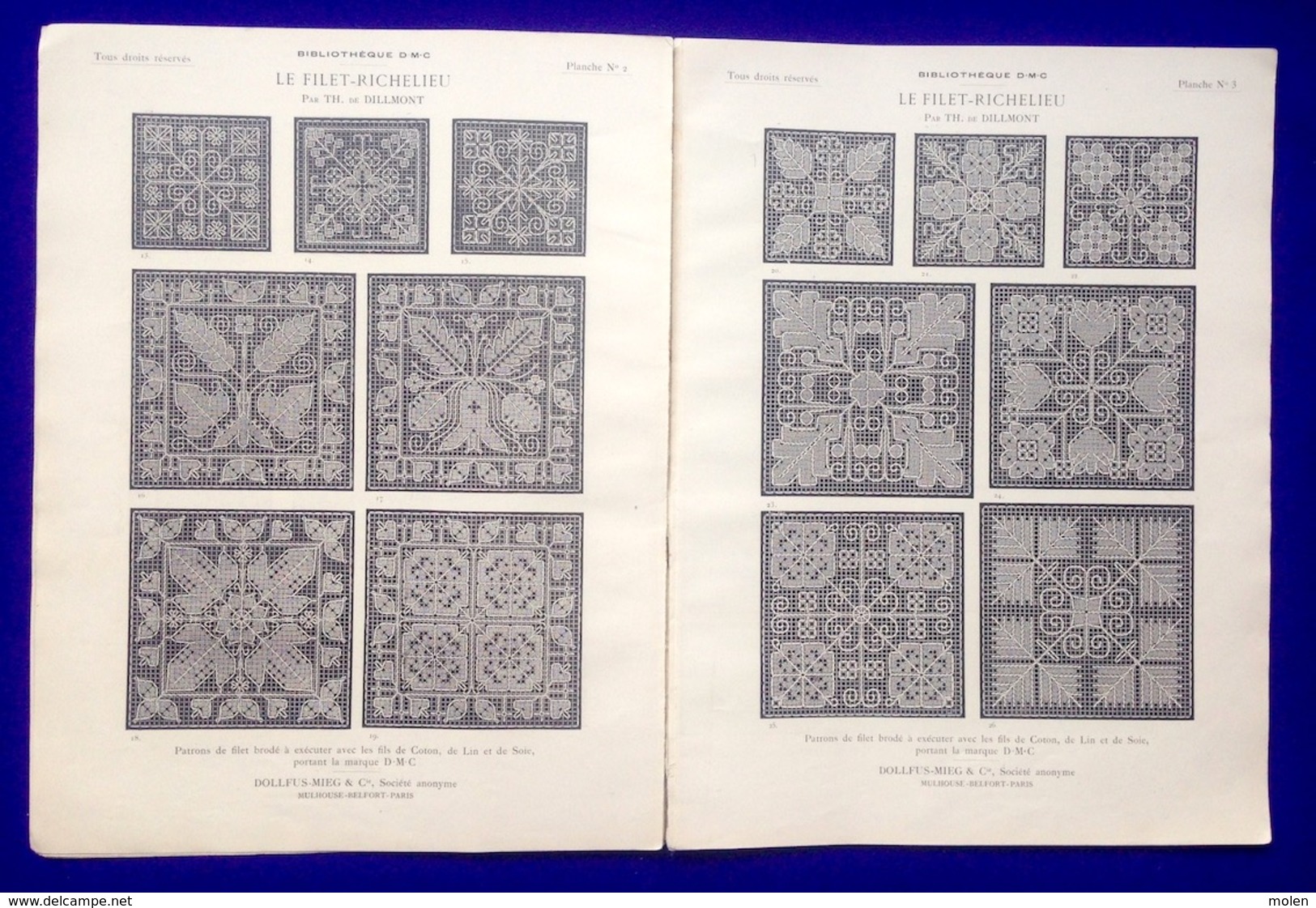 LE FILET-RICHELIEU Ca1910 BRODERIE D.M.C. DMC CHROCHET DENTELLE POINT DE CROIX CROSS STITCH LACE KRUISSTEEK BORDUREN Z08 - Andere & Zonder Classificatie