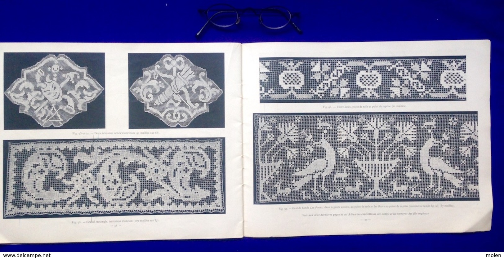 LE FILET ©ca1910 BRODERIE Genre D.M.C. DMC CHROCHET DENTELLE POINT DE CROIX CROSS STITCH LACE KRUISSTEEK BORDUREN Z602