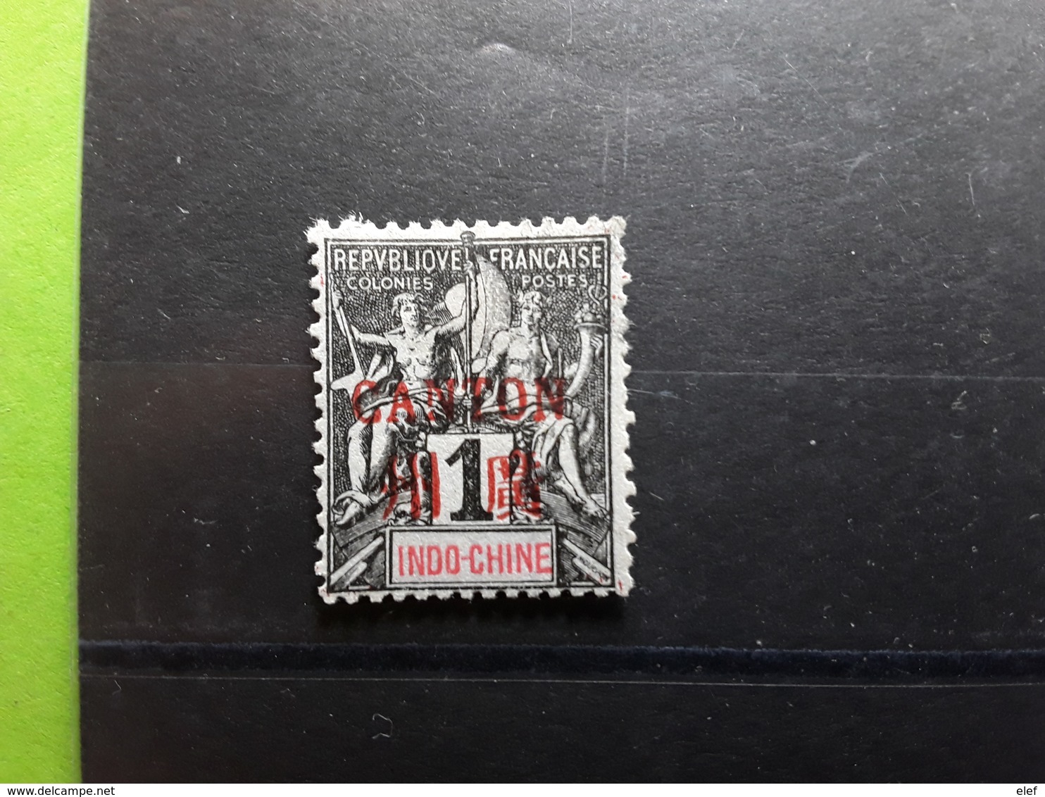 CANTON 1901, Type Groupe Surchargé,  Yvert No 1, 1 C Noir VARIETE 1er N De CANTON Brisé,  Obl TB - Gebraucht