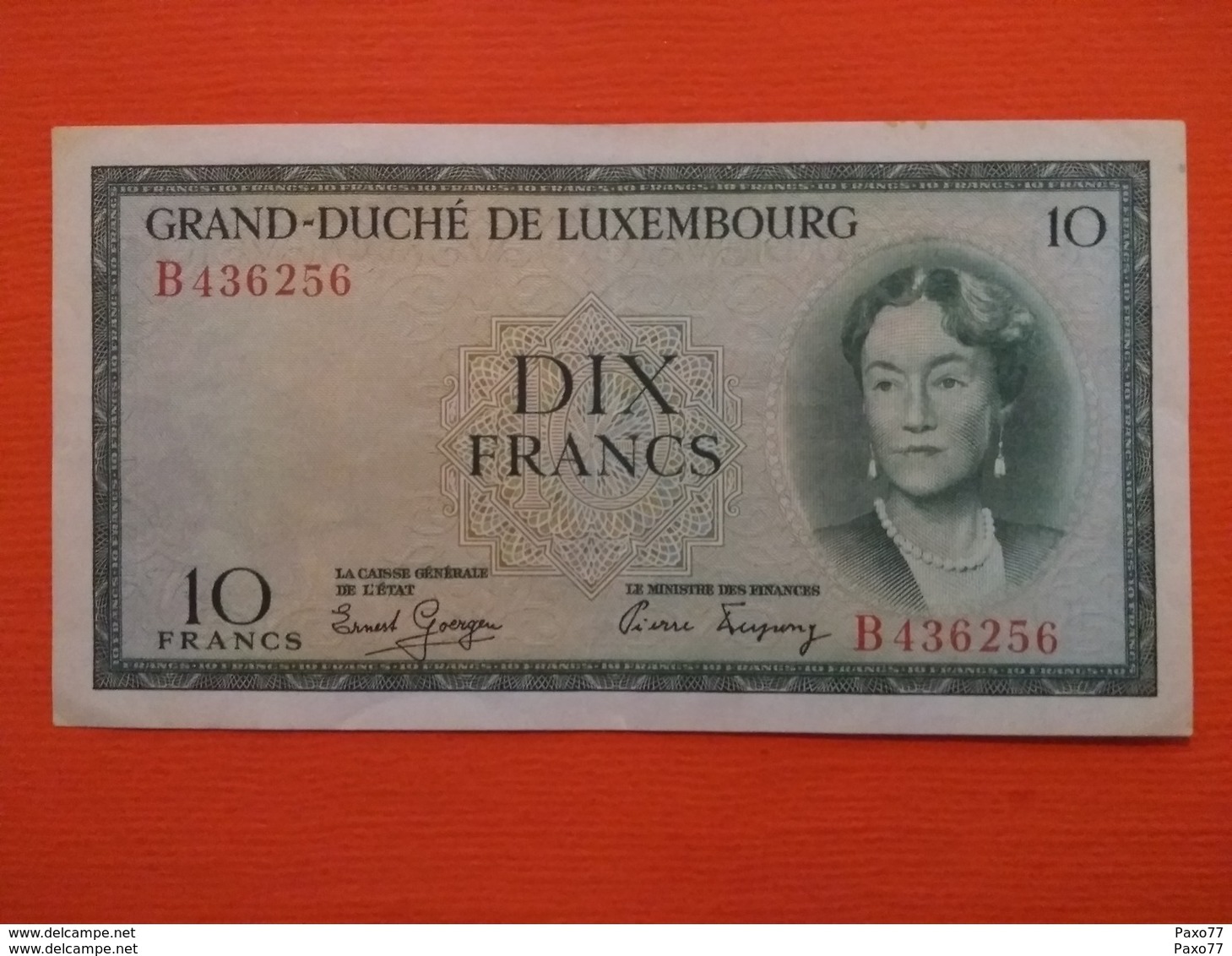 Luxembourg , 10 Francs 1954 , Tb+  , Série B - Lussemburgo