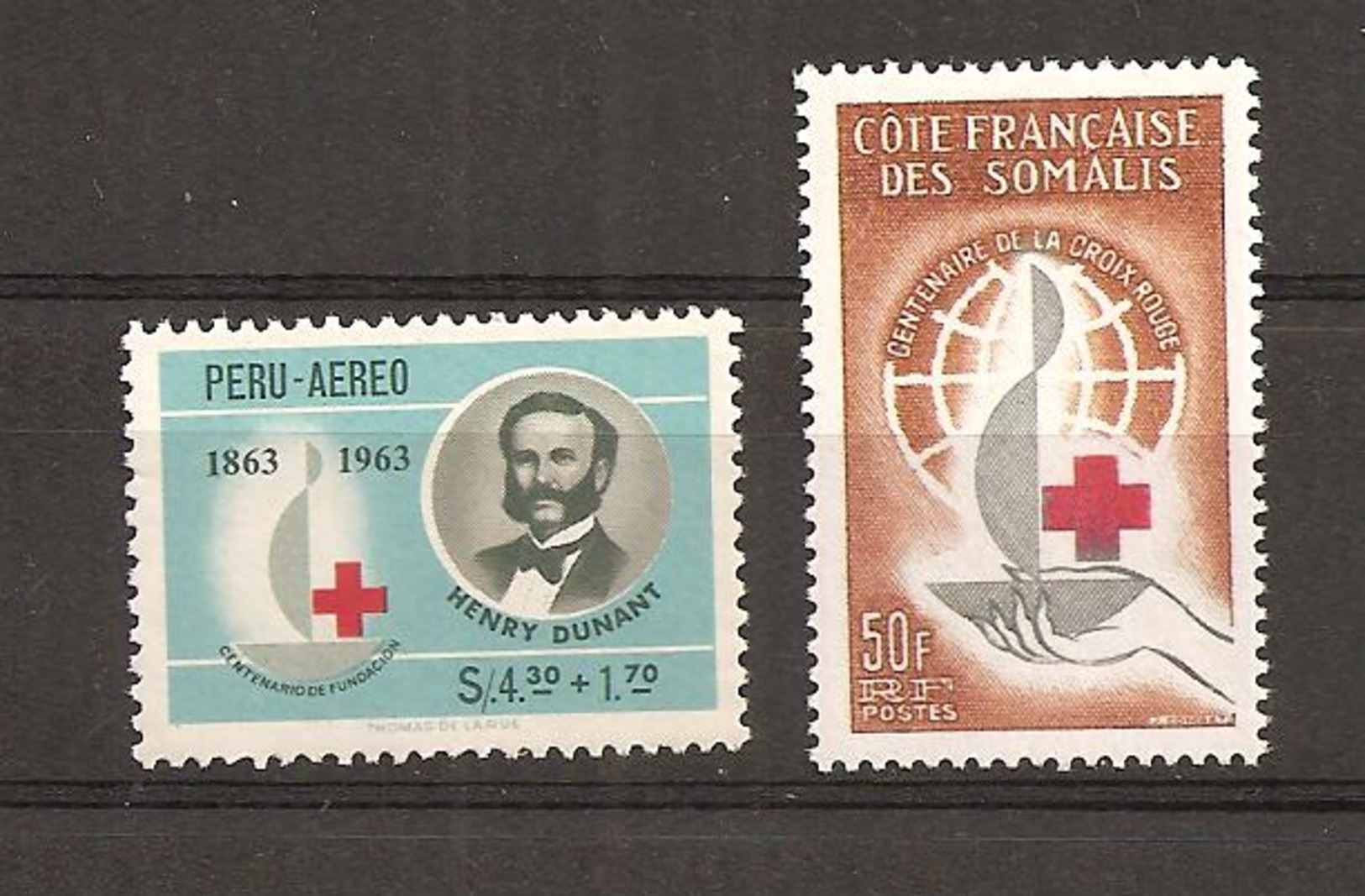 2 Timbres PEROU Et SOMALIS Croix Rouge  PARFAIT ETAT  R/V - Somalia (1960-...)