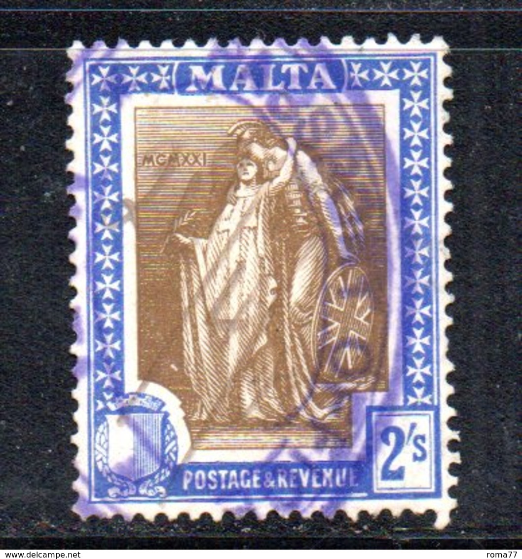 APR818 - MALTA 1922 , 2 Sh Unificato N. 97  Usato (2380A) . Allegoria - Malta