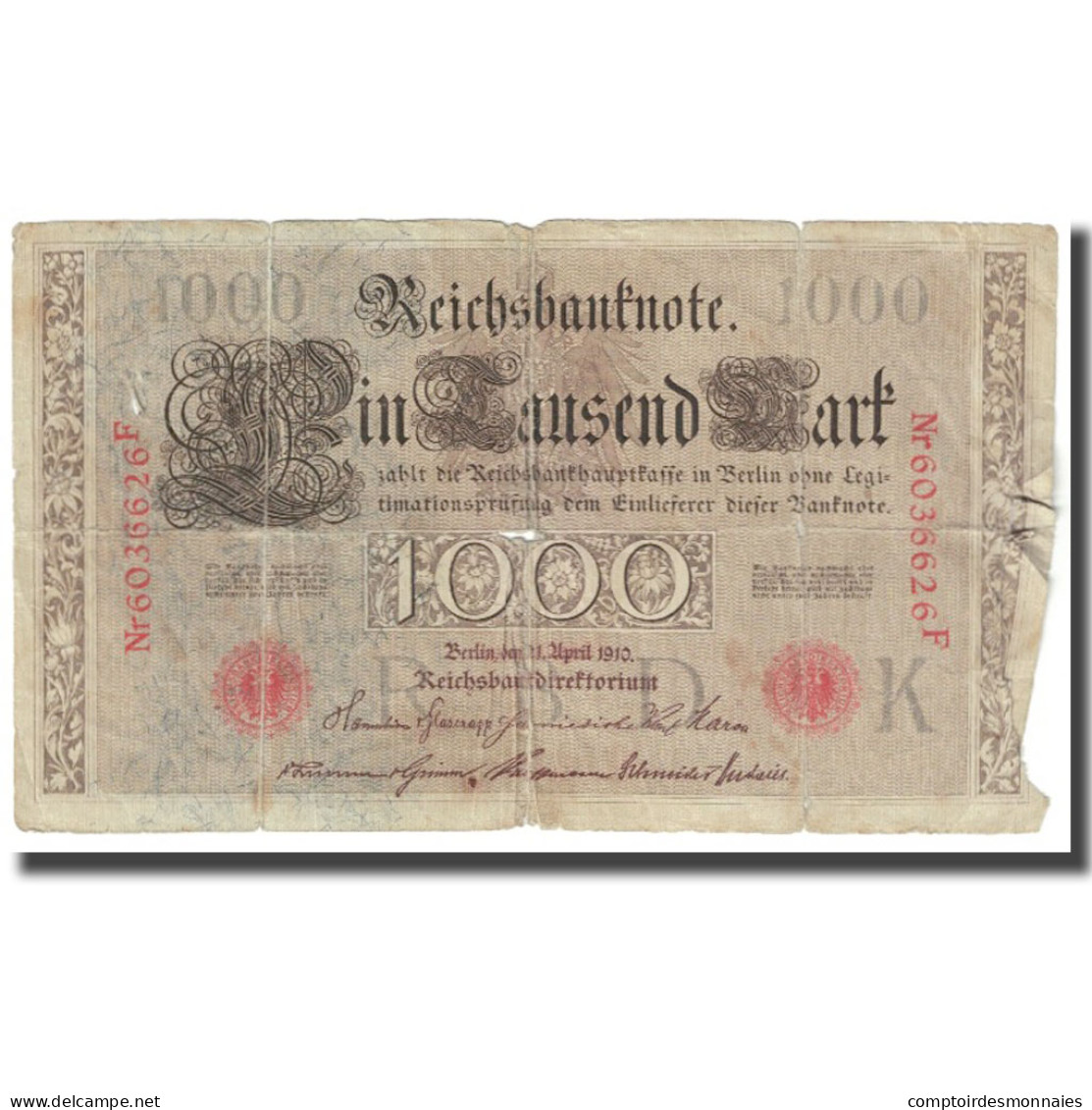 Billet, Allemagne, 1000 Mark, 1910, 1910-04-21, KM:45b, AB - 1000 Mark