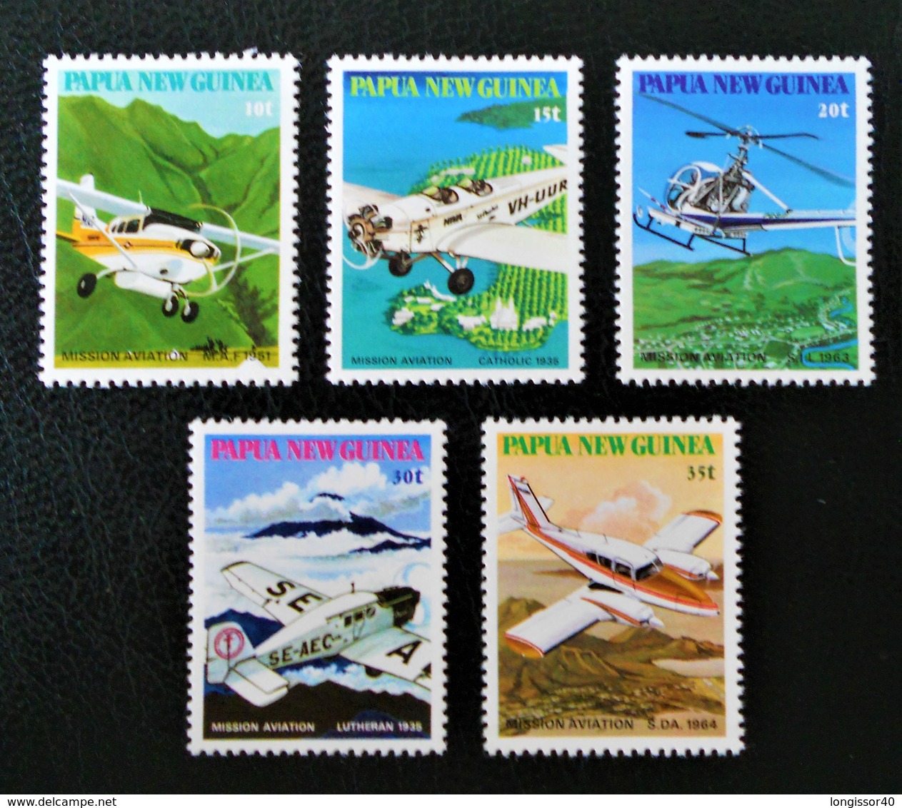 AVIATION DES MISSIONS 1981 - NEUFS ** - YT 412/16 - MI 413/17 - Papouasie-Nouvelle-Guinée